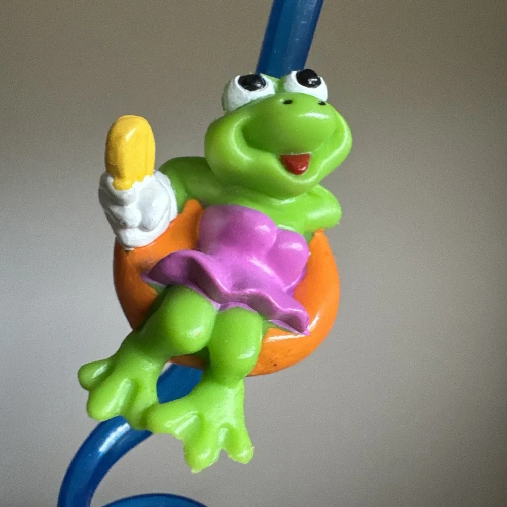 Vintage Lot Of 5 Frog Twirly Straws 4 New And 1 Open Box Birthday Party Fun